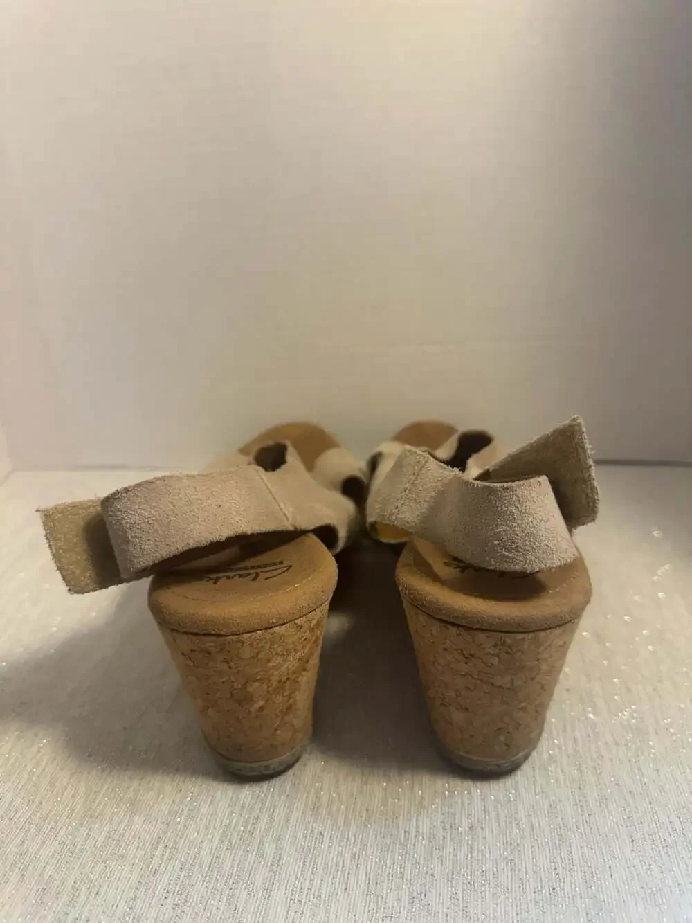Clarks Collection Suede Slingback Cork Wedge Sandals Size 11